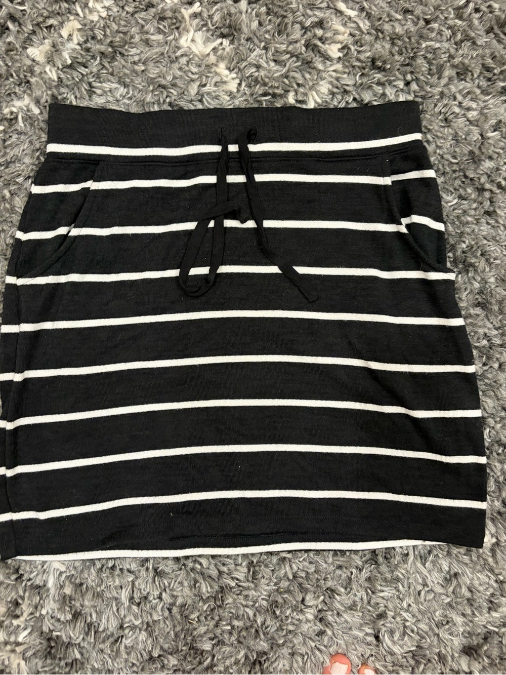 Market & Spruce Black and White Striped Pull-On Mini Skirt